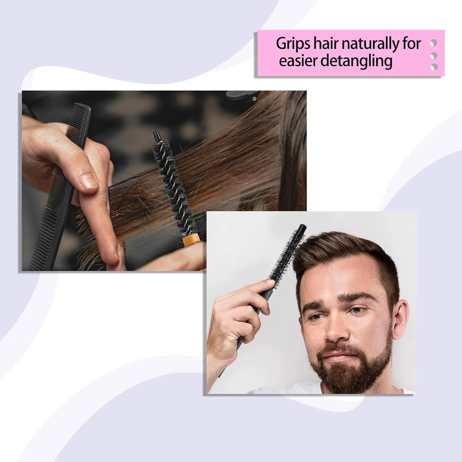برس گرد کوچک KASTWAVE برای خشک کردن مو، برس مویی نایلونی مینی گرد، برس رولی، برس حالت دهنده حرفه ای مو برای موهای کوتاه، موهای فر، حالت دادن به چتری و مراقبت از ریش (2 مدل) برس گرد کوچک KASTWAVE برای خشک کردن مو، برس مویی نایلونی مینی گرد، برس رولی، برس حالت دهنده حرفه ای مو برای موهای کوتاه، موهای فر، حالت دادن به چتری و مراقبت از ریش (2 مدل)