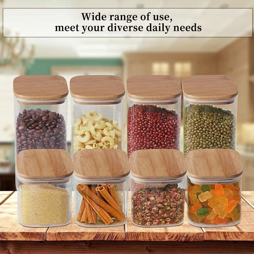 ست 6 عددی ظروف نگهداری مواد غذایی مربعی 1CHASE با درب بامبو هواگیر، ظروف نگهداری قابل چیدن برای آشپزخانه و انبار، ایده آل برای قهوه، چای، کلوچه، آبنبات، آجیل، ادویه جات، غلات، 900/1100 میلی لیتر ست 6 عددی ظروف نگهداری مواد غذایی مربعی 1CHASE با درب بامبو هواگیر، ظروف نگهداری قابل چیدن برای آشپزخانه و انبار، ایده آل برای قهوه، چای، کلوچه، آبنبات، آجیل، ادویه جات، غلات، 900/1100 میلی لیتر