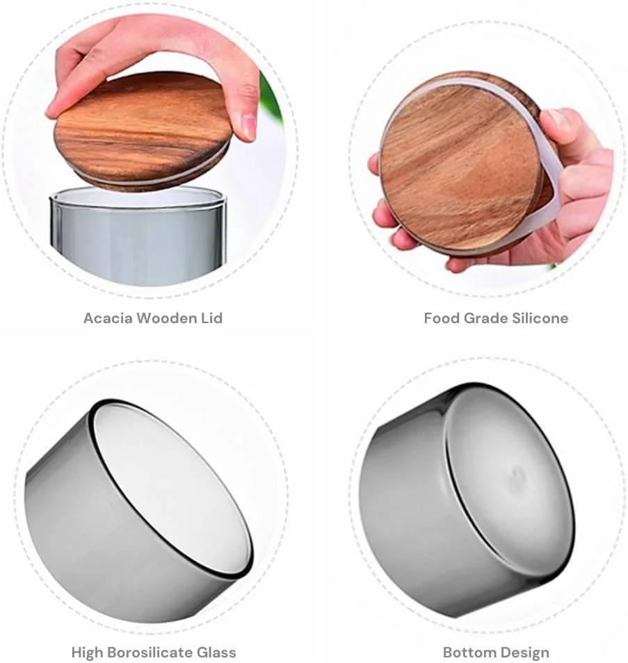 ست دو عددی جا شیشه ای بوروسیلیکات دودی 1CHASE، 900 میلی لیتر | ظرف غذای درب دار با درب چوبی اقاقیا | بادوام و شیک برای نگهداری در آشپزخانه (متوسط) ست دو عددی جا شیشه ای بوروسیلیکات دودی 1CHASE، 900 میلی لیتر | ظرف غذای درب دار با درب چوبی اقاقیا | بادوام و شیک برای نگهداری در آشپزخانه (متوسط)