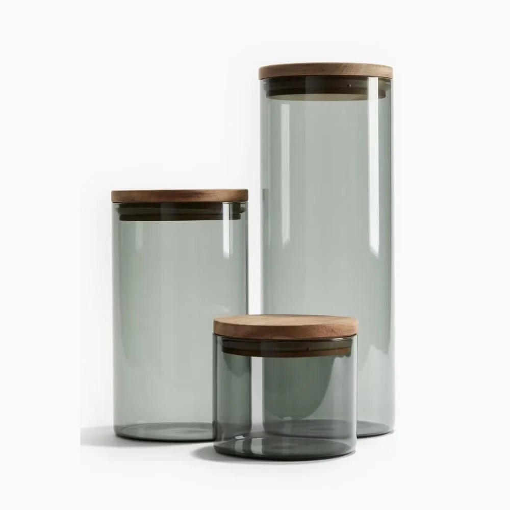 ست دو عددی جا شیشه ای بوروسیلیکات دودی 1CHASE، 900 میلی لیتر | ظرف غذای درب دار با درب چوبی اقاقیا | بادوام و شیک برای نگهداری در آشپزخانه (متوسط) ست دو عددی جا شیشه ای بوروسیلیکات دودی 1CHASE، 900 میلی لیتر | ظرف غذای درب دار با درب چوبی اقاقیا | بادوام و شیک برای نگهداری در آشپزخانه (متوسط)