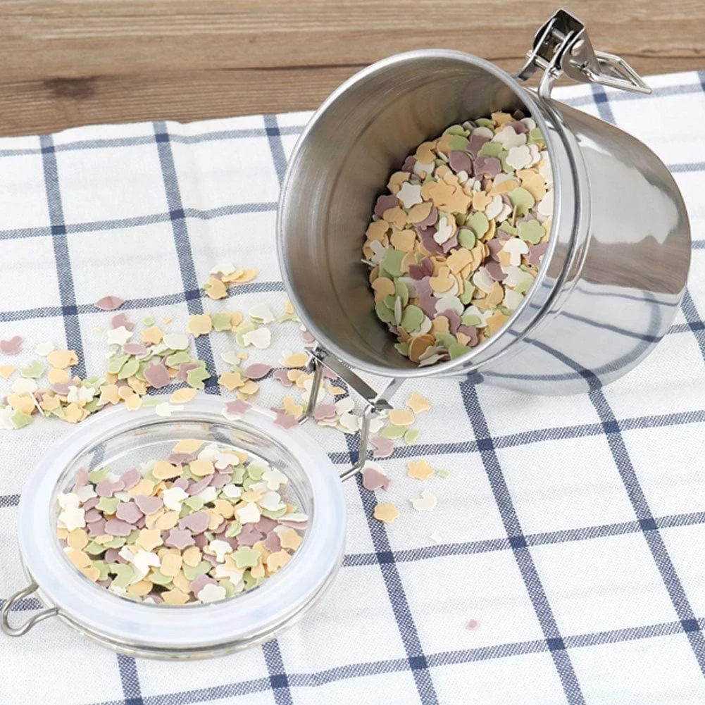 ظرف استیل 1.1 لیتری (900 گرم) - شیشه نگهداری چای، قهوه و شکر با درب شفاف - ظرف آشپزخانه برای استفاده در انبار، روی میز یا کافه - Mistrys