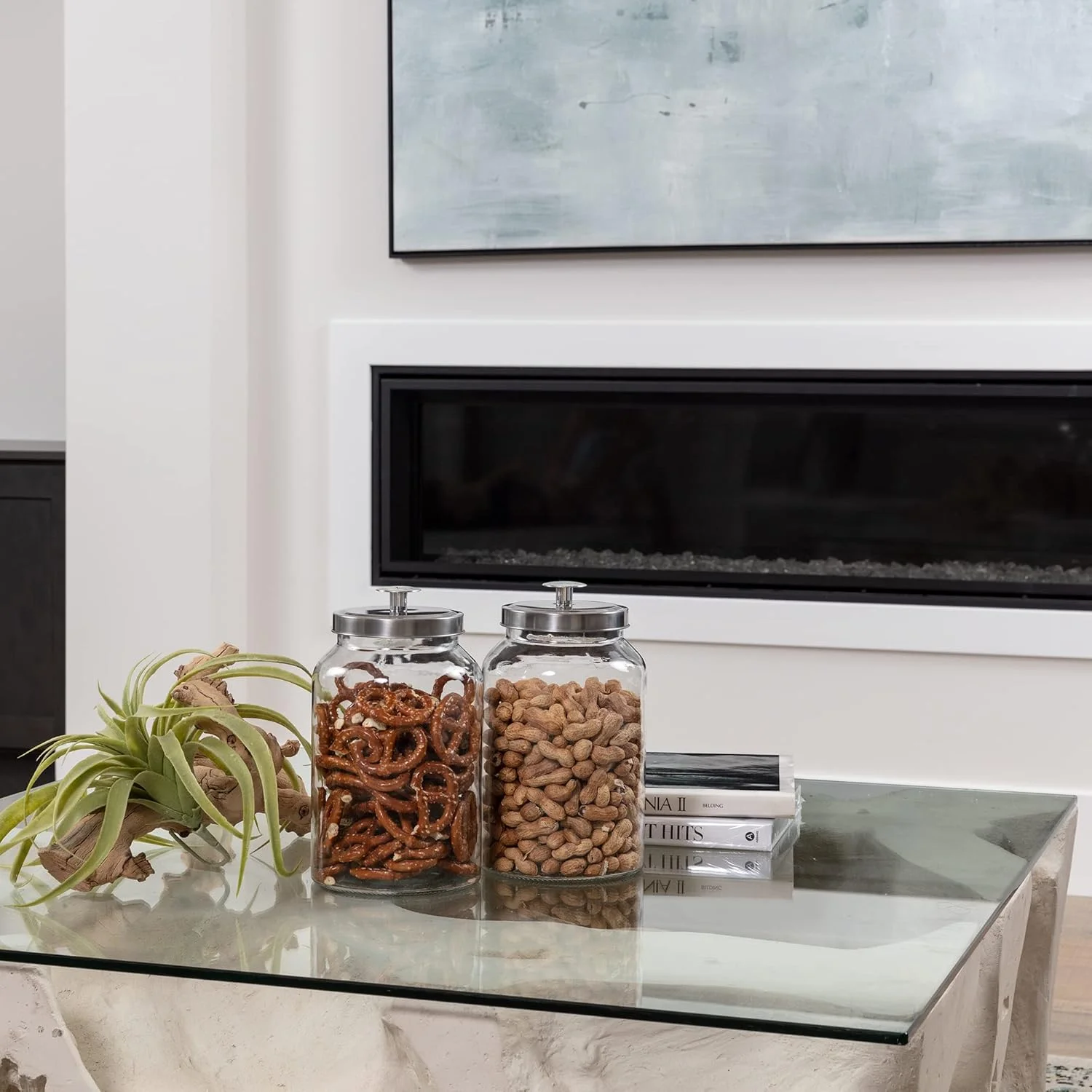 ست 2 تایی ظروف شیشه ای بزرگ 4 لیتری برای پیشخوان آشپزخانه با درب های استیل ضد زنگ و هواگیر + ماژیک و برچسب، ظرف کوکی و ظرف آبنبات برای بوفه، ظروف قهوه و آرد، نگهداری در اتاق لباسشویی و انبار ست 2 تایی ظروف شیشه ای بزرگ 4 لیتری برای پیشخوان آشپزخانه با درب های استیل ضد زنگ و هواگیر + ماژیک و برچسب، ظرف کوکی و ظرف آبنبات برای بوفه، ظروف قهوه و آرد، نگهداری در اتاق لباسشویی و انبار