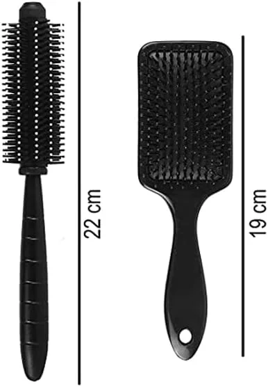 GITGRNTH برس مویی پارویی 2 عددی به همراه شانه غلطکی گرد برای فر کردن مو، مناسب آقایان و بانوان