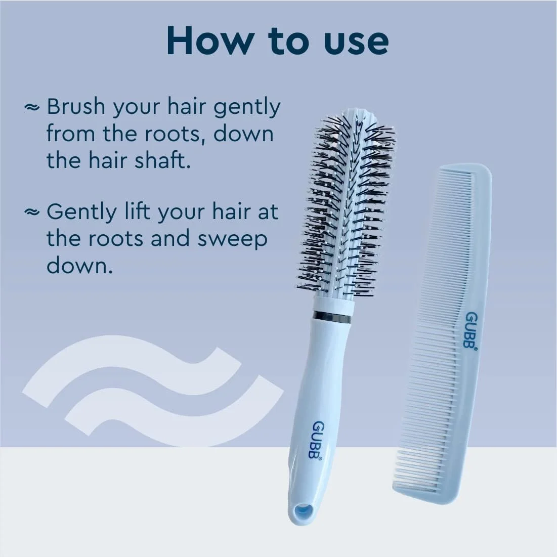 GUBB Grooming Stylish Combo of Round Rolling Curling Roller Comb Hair Brush & Half Coarse and Half Fine General Grooming Comb - Blue GUBB Grooming Stylish Combo of Round Rolling Curling Roller Comb Hair Brush & Half Coarse and Half Fine General Grooming Comb - Blue