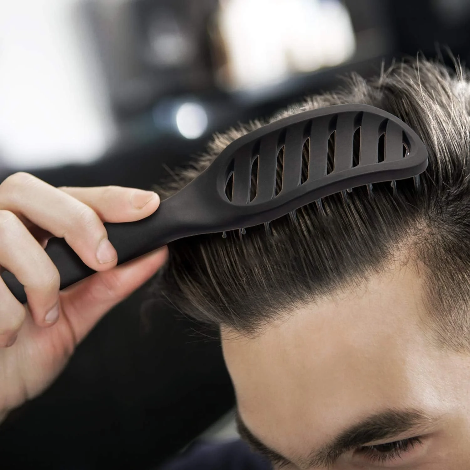 برس منحنی FIXBODY برای خشک کردن، حالت دادن و استفاده در سالن، برس باز کننده گره مو برای موهای کوتاه و ضخیم، مناسب برای آقایان و بانوان، افزایش حجم مو، مشکی برس منحنی FIXBODY برای خشک کردن، حالت دادن و استفاده در سالن، برس باز کننده گره مو برای موهای کوتاه و ضخیم، مناسب برای آقایان و بانوان، افزایش حجم مو، مشکی