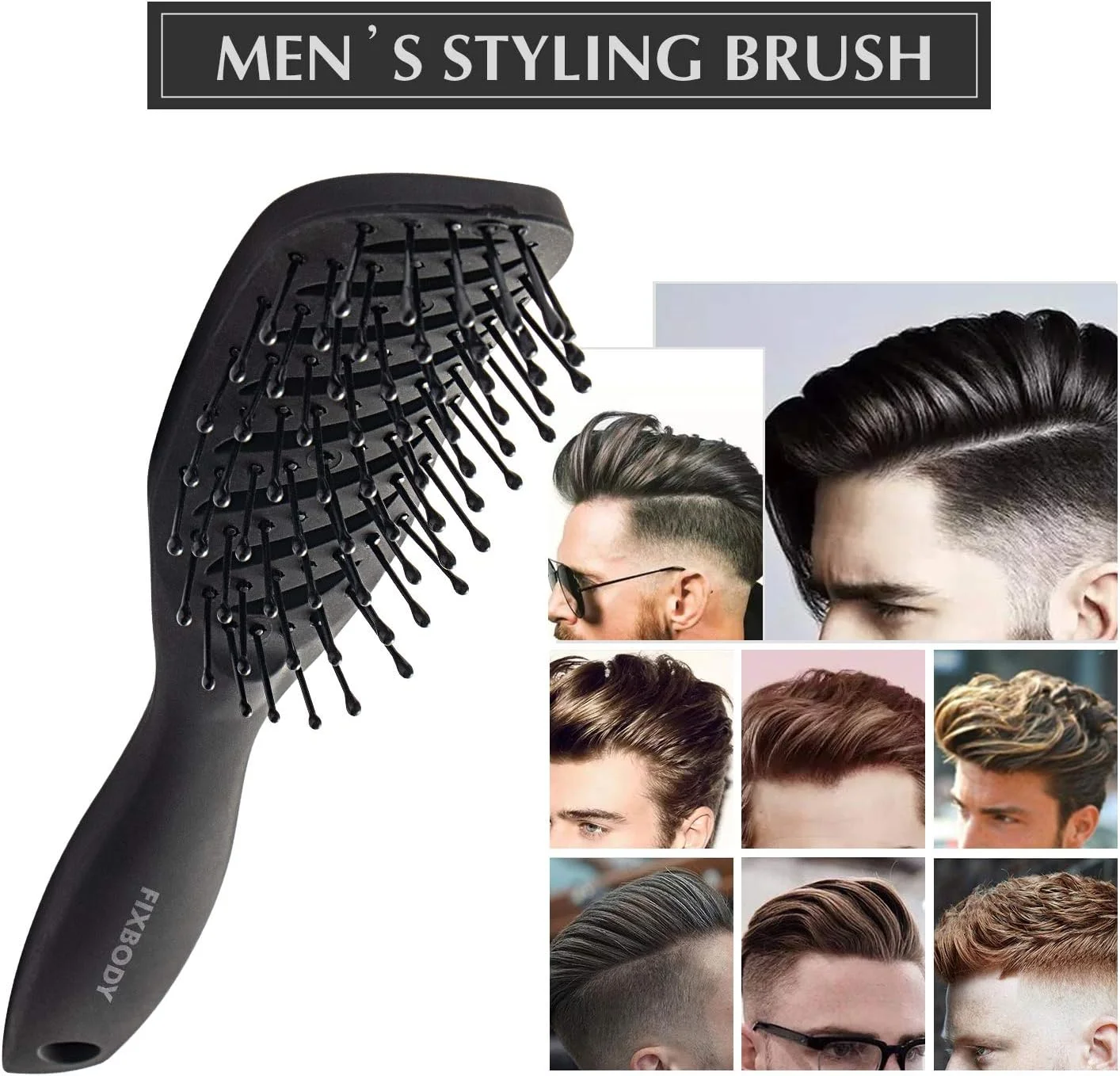 برس منحنی FIXBODY برای خشک کردن، حالت دادن و استفاده در سالن، برس باز کننده گره مو برای موهای کوتاه و ضخیم، مناسب برای آقایان و بانوان، افزایش حجم مو، مشکی برس منحنی FIXBODY برای خشک کردن، حالت دادن و استفاده در سالن، برس باز کننده گره مو برای موهای کوتاه و ضخیم، مناسب برای آقایان و بانوان، افزایش حجم مو، مشکی