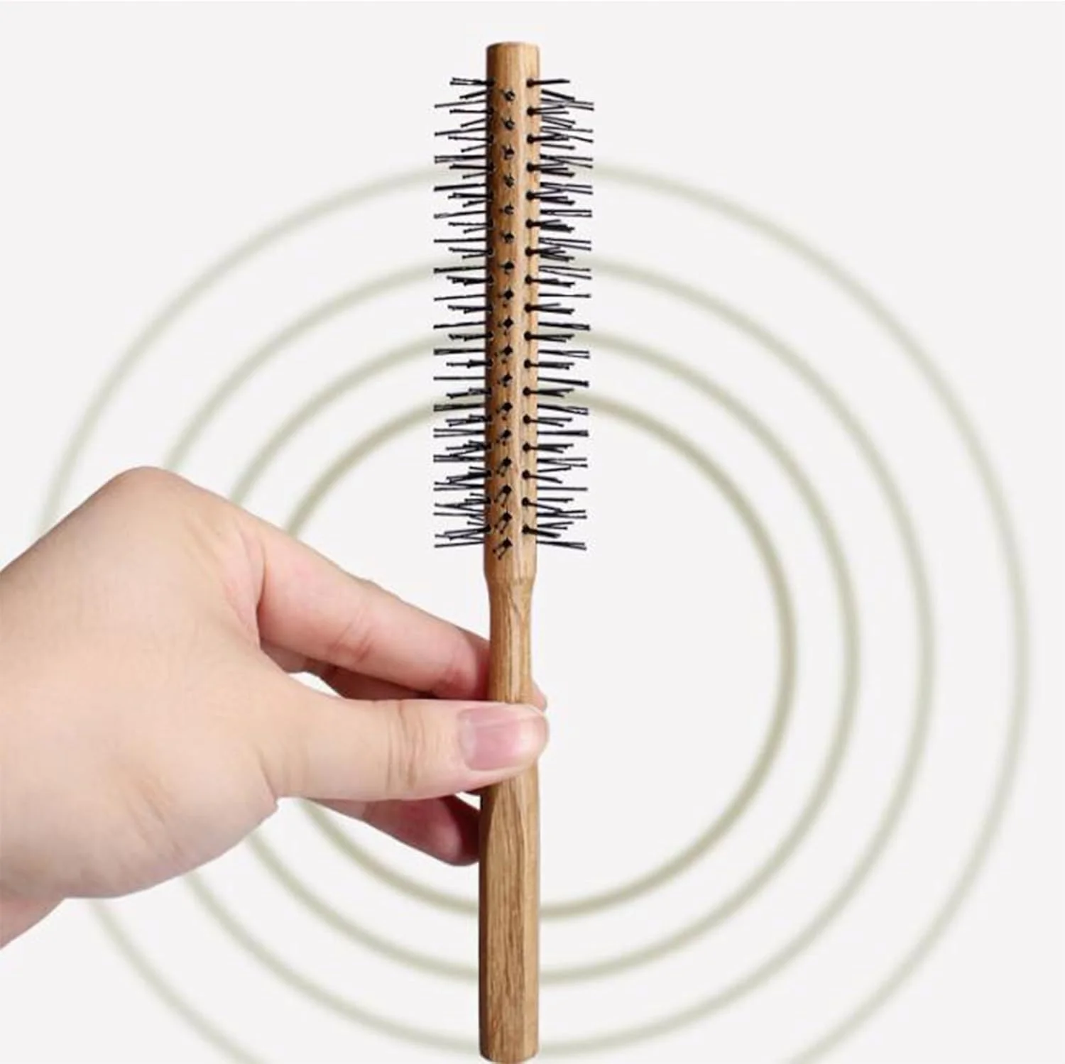 برس مو گرد چوبی بشکه کوچک اکو شاین برای موهای کوتاه، برس بشکه ای، شانه غلتکی کوچک کوئیف، بهترین برای حالت دادن، ایده آل برای آقایان و بانوان، مناسب باز کردن گره مو، فر کردن موهای نازک (بسته 2 عددی)