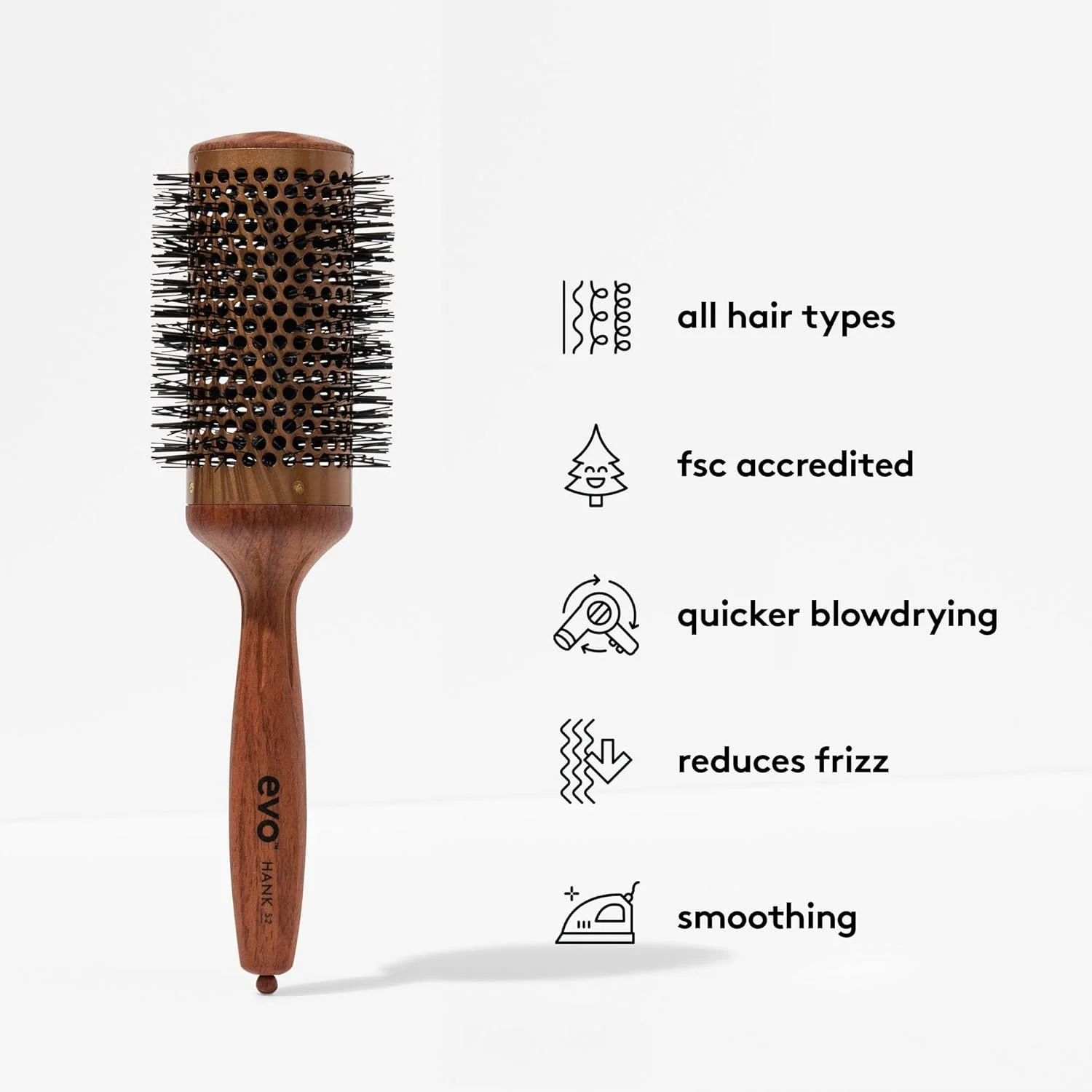 برس موی سرامیکی گرد سوراخ دار EVO Hank، 52 میلی متر