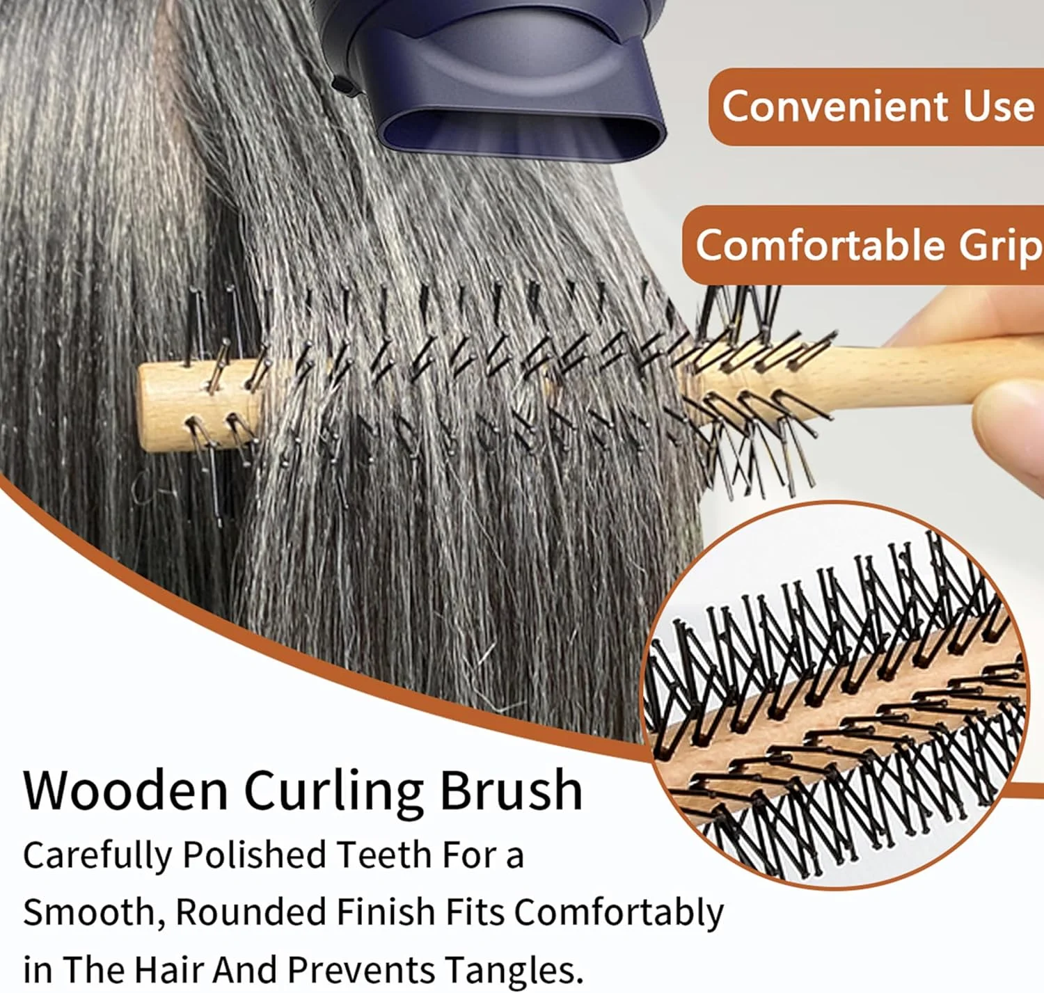 برس چوبی گرد کوچک اکو شاین برای موهای کوتاه - شانه غلتکی کوچک مناسب برای حالت دادن، باز کردن گره، فر کردن موهای نازک و ریش - ایده آل برای آقایان و بانوان