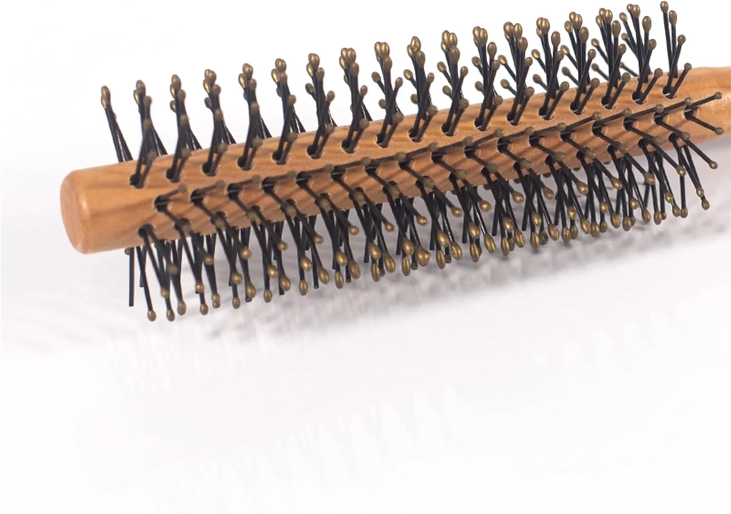 برس مو گرد چوبی بشکه کوچک اکو شاین برای موهای کوتاه، برس بشکه ای، شانه غلتکی کوچک کوئیف، بهترین برای حالت دادن، ایده آل برای آقایان و بانوان، مناسب باز کردن گره مو، فر کردن موهای نازک (بسته 2 عددی)