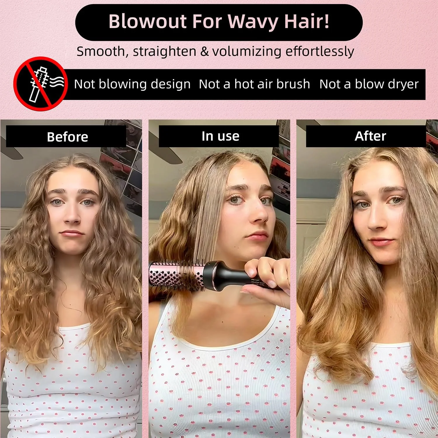 برس حرارتی مو Desalo برای حالت دادن به مو، برس گرد حرارتی 1.5 اینچی برای فر طبیعی، برس فر کننده یونی با ولتاژ دوگانه، برس گرد داغ حجم دهنده و صاف کننده، مشکی