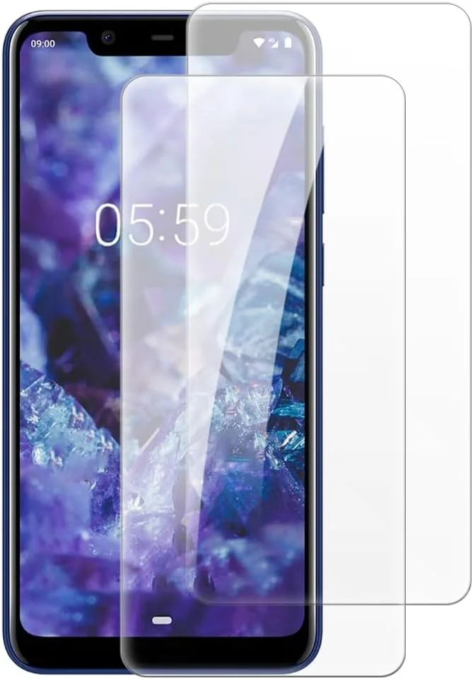 شاین تایم [بسته 2 عددی] محافظ صفحه نمایش شیشه ای حرارت دیده سازگار با نوکیا 5.1 پلاس (5.86 اینچ)، HD شفاف ضد خش بدون حباب، سازگار با قاب