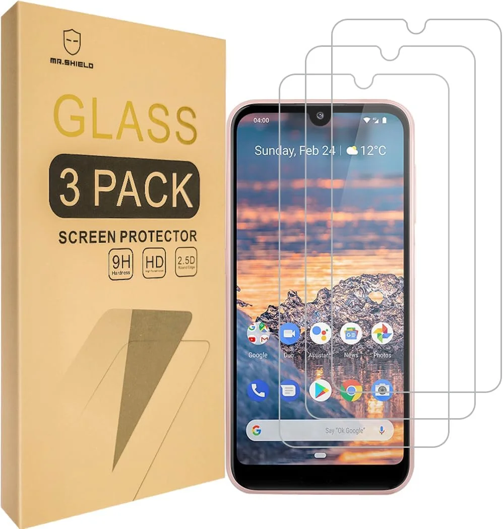 محافظ صفحه نمایش شیشه ای حرارت دیده [3 عددی] Mr.Shield برای نوکیا 4.2 [شیشه ژاپنی با سختی 9H]