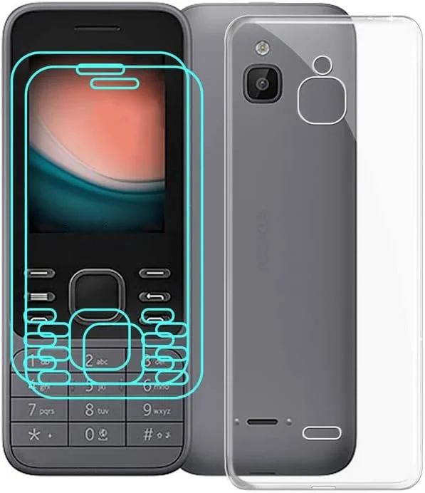 کاور WXPPJ برای نوکیا 6300 4G، کاور TPU شفاف ضد زردی، کاور محافظ نرم ضد ضربه + 2 عدد محافظ صفحه نمایش شیشه ای تمپرد برای نوکیا 6300 4G (2.4 اینچ) - شفاف