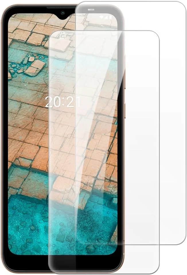 شنتایم [بسته 2 عددی] محافظ صفحه نمایش شیشه ای حرارت دیده سازگار با نوکیا C10 (6.52 اینچ)، HD شفاف ضد خش بدون حباب، سازگار با قاب