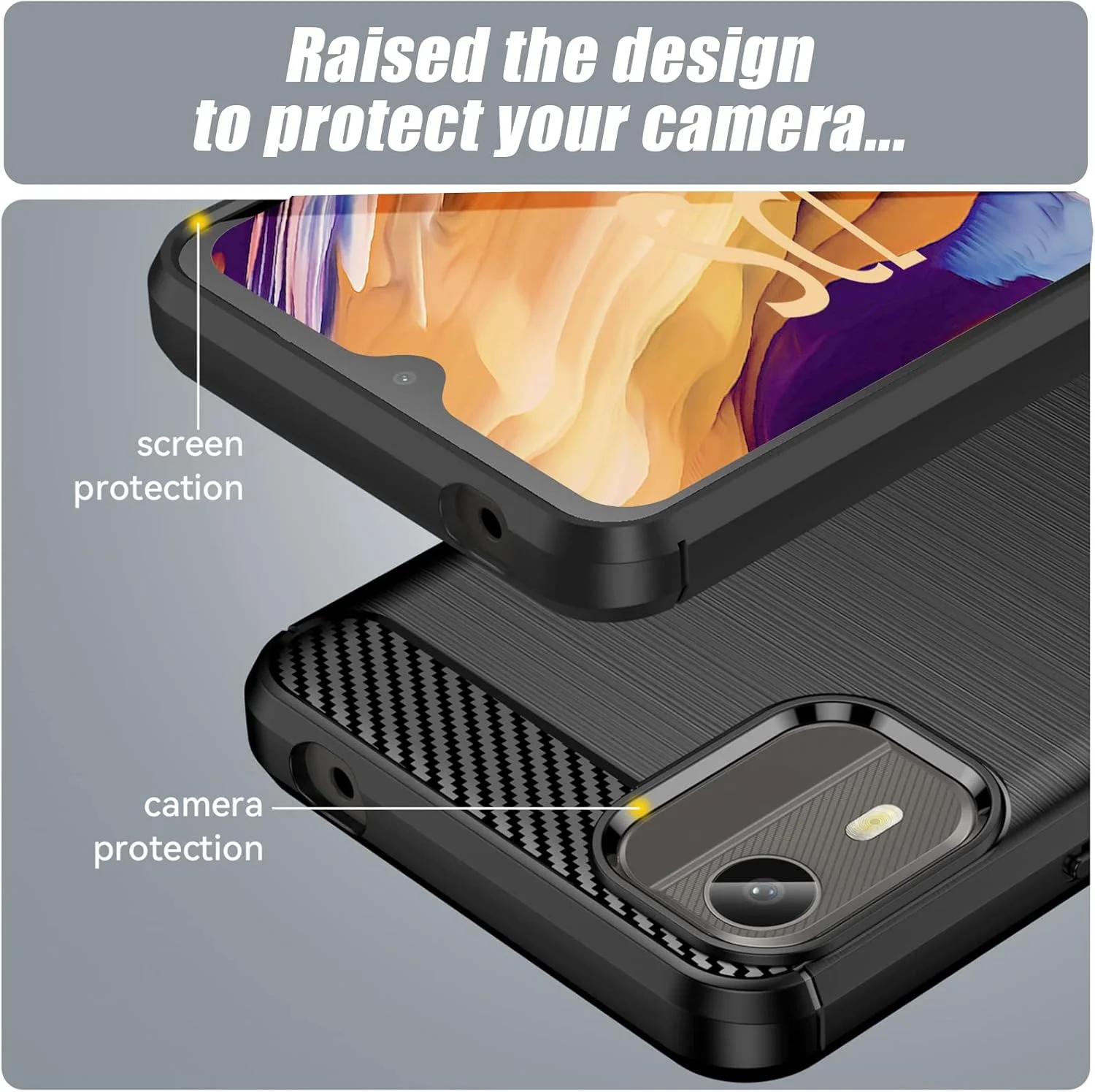 کاور SCL برای گوشی نوکیا C12 به همراه محافظ صفحه نمایش، محافظ صفحه نمایش شیشه ای حرارت دیده نوکیا C12 [2 عدد] + کاور محافظ TPU ضد خش و ضد اثر انگشت