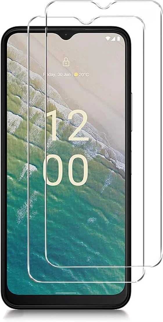 محافظ صفحه نمایش Gruattreay سازگار با نوکیا C32/نوکیا C22، بسته 2 عددی فیلم محافظ صفحه نمایش شفاف HD ضد خش با سختی 9H ضد اثر انگشت شیشه حرارت دیده مناسب با قاب گوشی برای نوکیا C32/C22