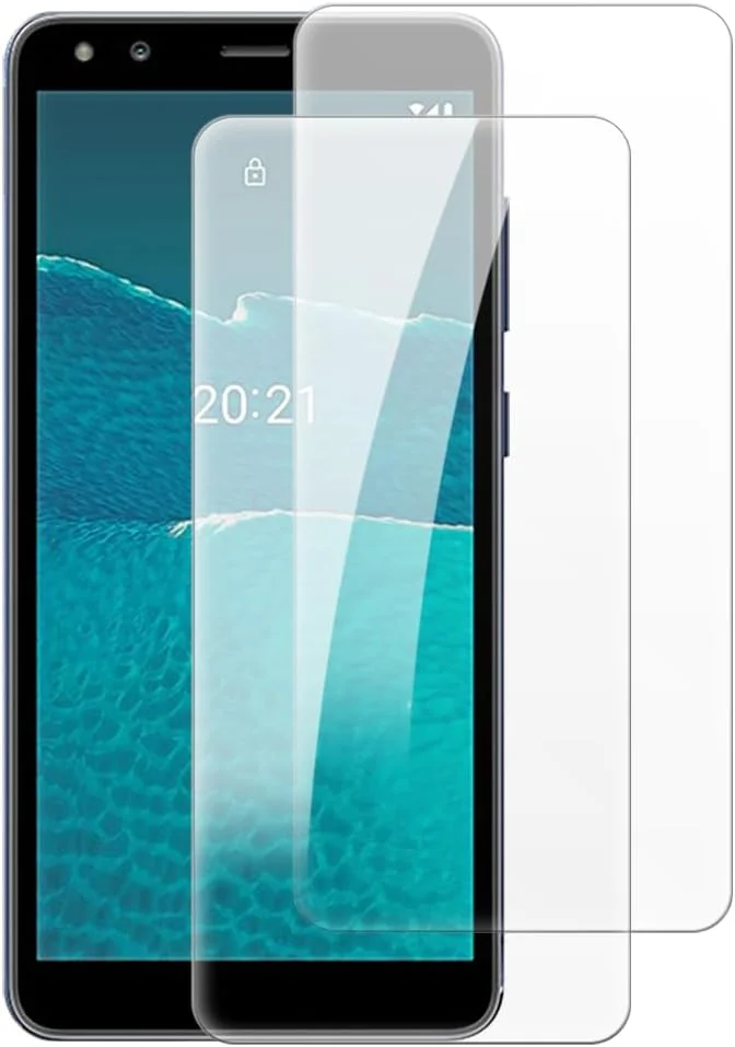 شاین تایم [بسته 2 عددی] محافظ صفحه نمایش شیشه ای حرارت دیده سازگار با نوکیا C1 (5.45 اینچ)، HD شفاف ضد خش بدون حباب سازگار با قاب