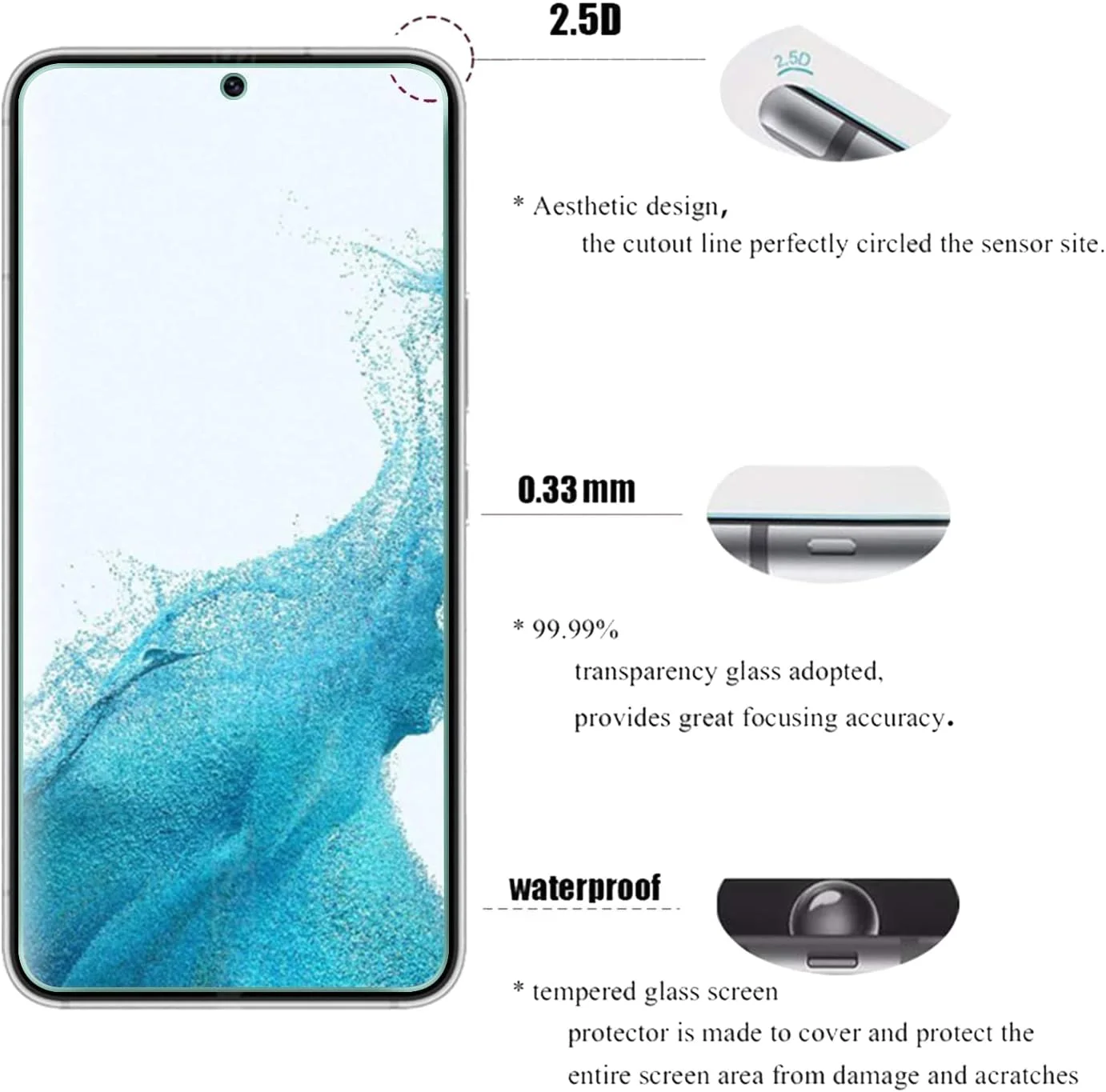 محافظ صفحه نمایش شیشه ای حرارت دیده AOKUMA برای نوکیا 1 پلاس، [2 عدد] فیلم محافظ با کیفیت عالی، سازگار با قاب، لبه گرد راحت، ضد خرد شدن، ضد ضربه، ضد خش و ضد روغن