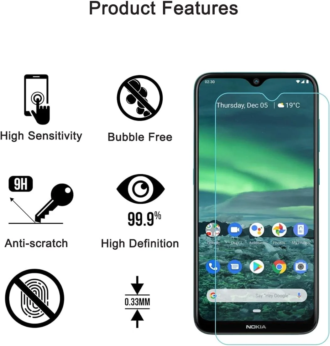 محافظ صفحه نمایش HYGMOCC برای نوکیا 2.3، شیشه حرارت دیده، فیلم محافظ HD، سختی 9H، نصب آسان، ضد خش، بدون حباب (1 عدد) محافظ صفحه نمایش HYGMOCC برای نوکیا 2.3، شیشه حرارت دیده، فیلم محافظ HD، سختی 9H، نصب آسان، ضد خش، بدون حباب (1 عدد)