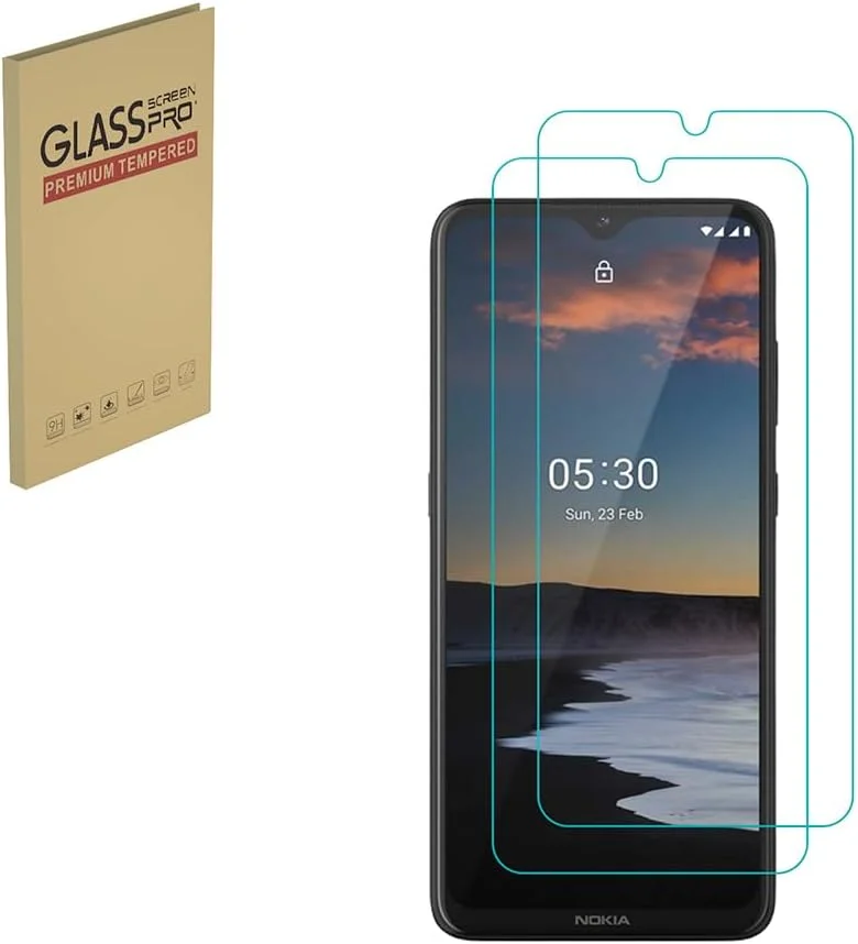 محافظ صفحه نمایش شیشه ای حرارت دیده هیدموک برای نوکیا 5.3، محافظ صفحه نمایش HD با سختی 9H، نصب آسان، ضد خش، بدون حباب (بسته 2 عددی)