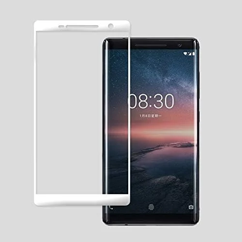 محافظ صفحه نمایش شیشه ای حرارتی خمیده تمام صفحه ضد انفجار Koubobo 0.26 میلی متری 9H 3D جدید برای نوکیا 8 Sirocco (مشکی) (رنگ: سفید)