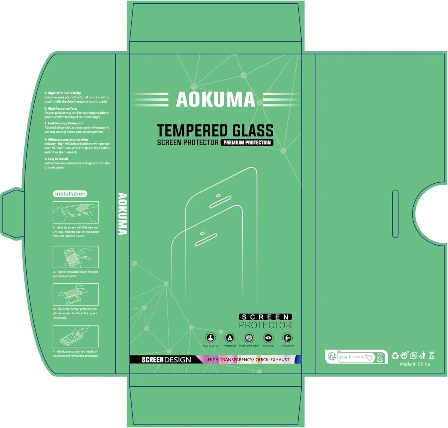 محافظ صفحه نمایش شیشه ای حرارت دیده AOKUMA برای نوکیا 1 پلاس، [2 عدد] فیلم محافظ با کیفیت عالی، سازگار با قاب، لبه گرد راحت، ضد خرد شدن، ضد ضربه، ضد خش و ضد روغن