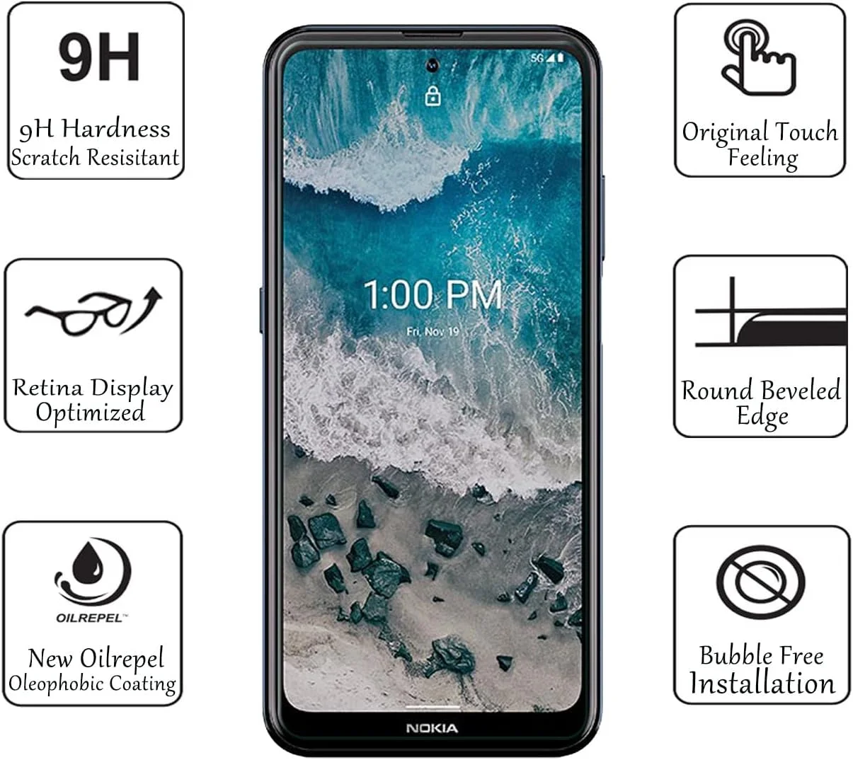 محافظ صفحه نمایش نوکیا X100 (بسته 3 عددی)، فیلم شیشه ای حرارت دیده 9H Douglass برای نوکیا X100 ضد خش، ضد اثر انگشت، محافظ صفحه نمایش شیشه ای بدون حباب، فوق العاده شفاف 99.99٪