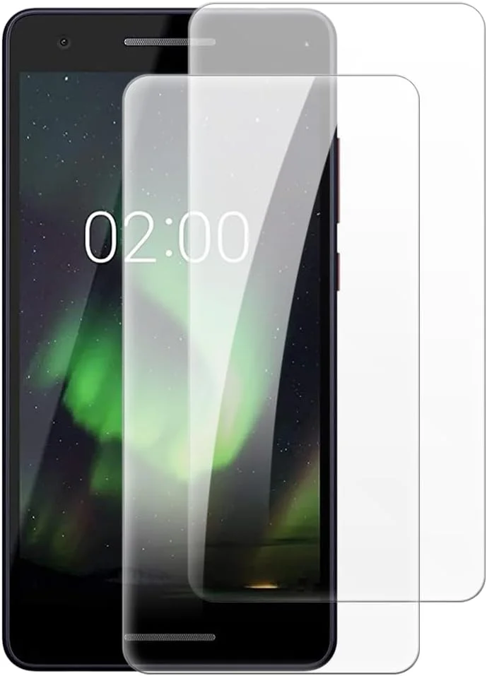 شاین تایم [بسته 2 عددی] محافظ صفحه نمایش شیشه ای حرارت دیده سازگار با نوکیا 2.1 (5.5 اینچ)، HD شفاف ضد خش بدون حباب، سازگار با قاب