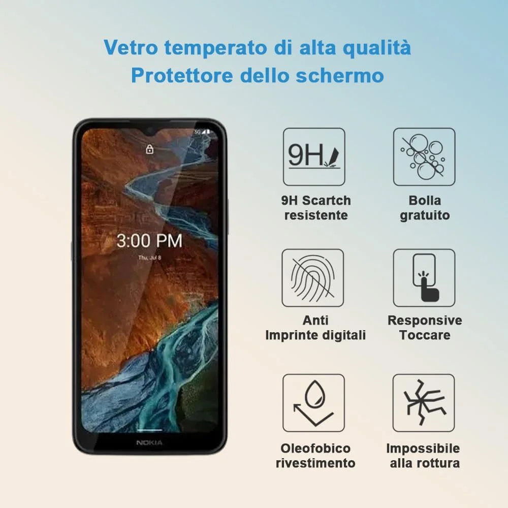 محافظ صفحه نمایش شیشه ای حرارت دیده HYGMOCC نوکیا G300، سختی 9H، نصب آسان، ضد خش، بدون حباب (بسته 1 عددی)