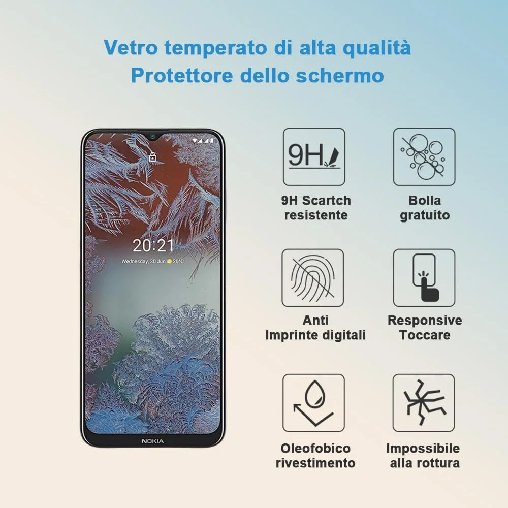 محافظ صفحه نمایش HYGMOCC نوکیا G20 / G10، فیلم شیشه ای حرارت دیده با سختی 9H، نصب آسان، ضد خش و بدون حباب (بسته 2 عددی)