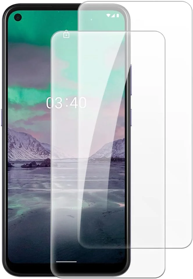 شاین تایم [بسته 2 عددی] محافظ صفحه نمایش شیشه ای حرارت دیده سازگار با نوکیا 3.4 (6.39 اینچ)، شفاف HD ضد خش بدون حباب، سازگار با قاب