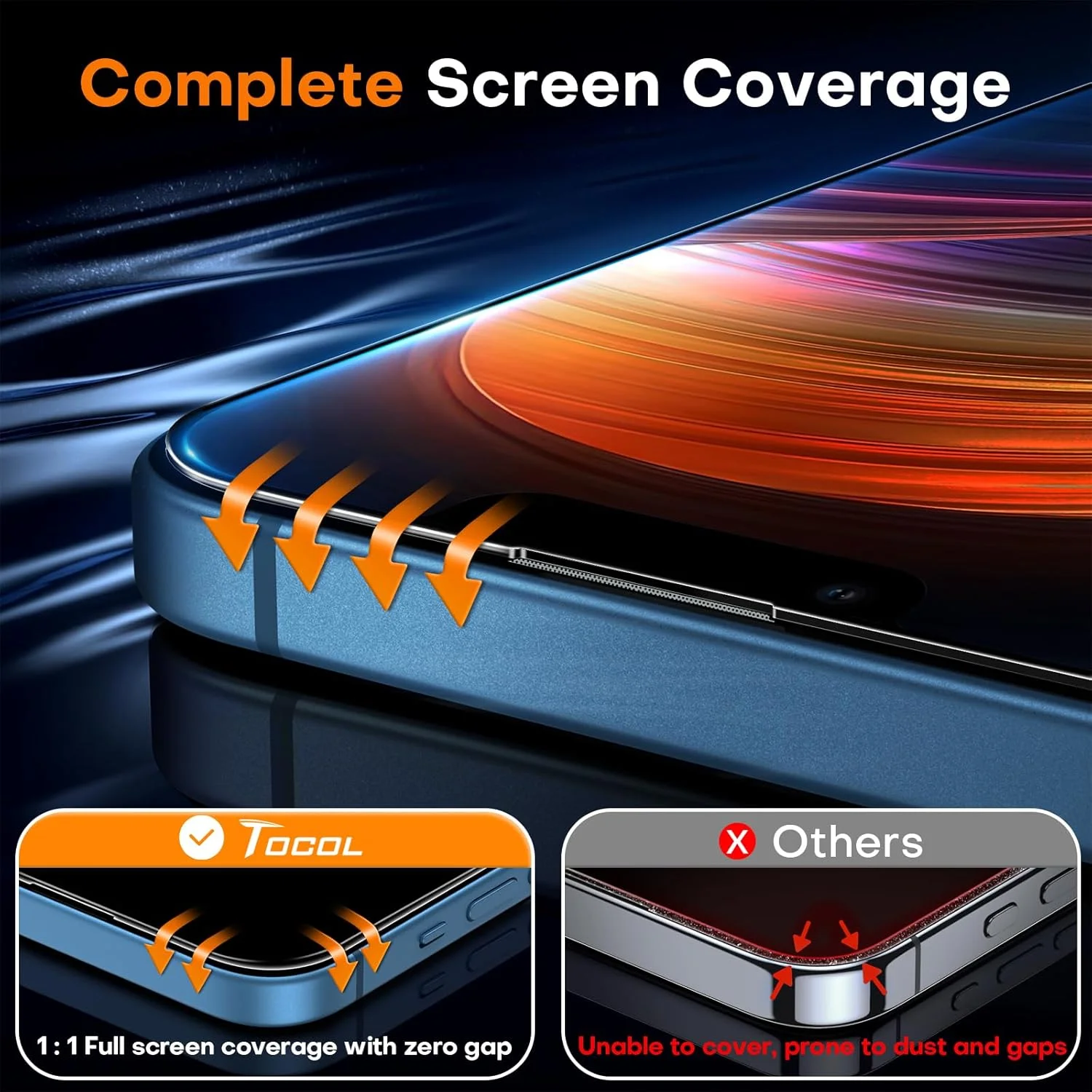 محافظ صفحه نمایش شیشه ای TOCOL، بسته 2 عددی، مناسب برای آیفون 13 / آیفون 13 پرو / آیفون 16e (6.1 اینچ)، نصب آسان، بدون حباب، بدون گرد و غبار، ضد شکستگی، سختی 9H، سازگار با قاب محافظ صفحه نمایش شیشه ای TOCOL، بسته 2 عددی، مناسب برای آیفون 13 / آیفون 13 پرو / آیفون 16e (6.1 اینچ)، نصب آسان، بدون حباب، بدون گرد و غبار، ضد شکستگی، سختی 9H، سازگار با قاب