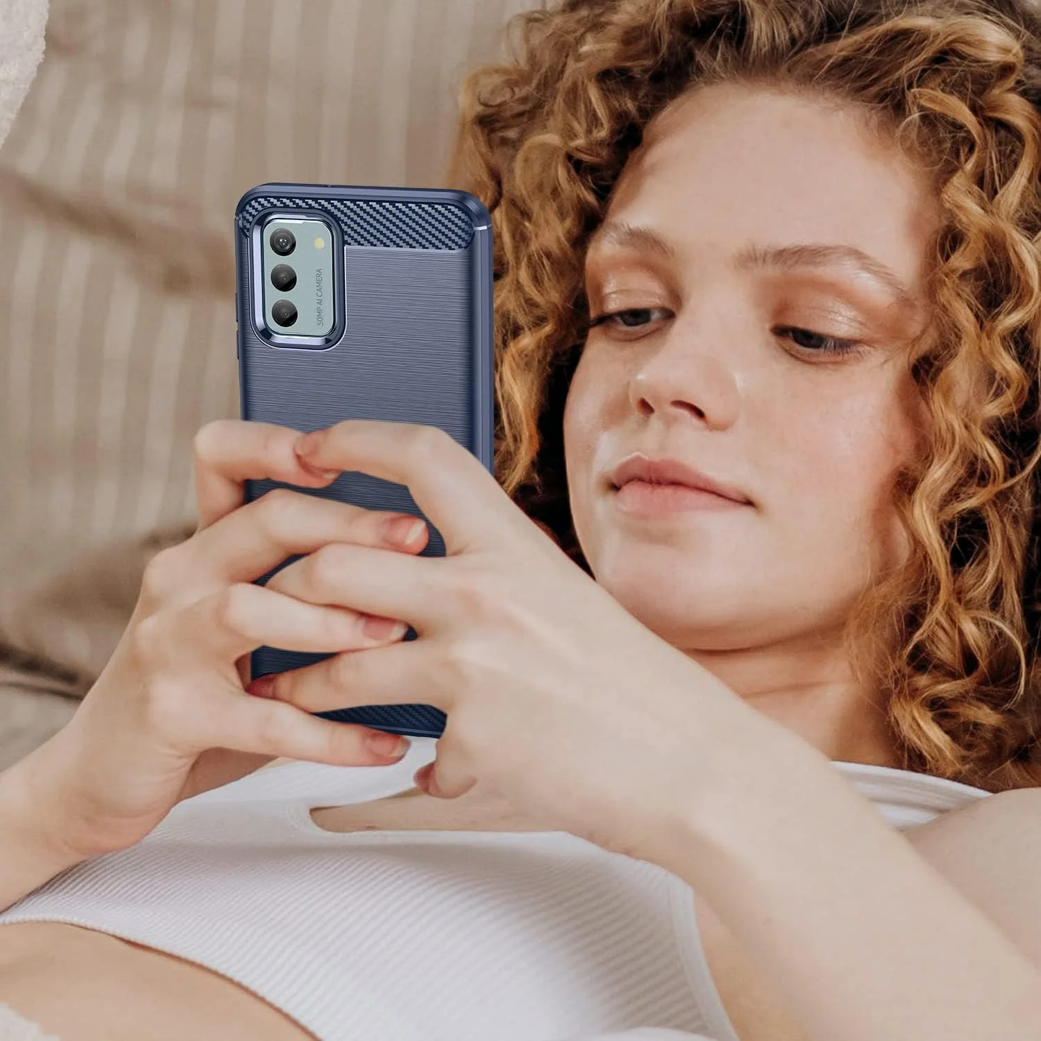 کاور محافظ سازگار با NOKIA G42 5G به همراه 3 عدد محافظ صفحه نمایش شیشه ای حرارت دیده برای NOKIA G42 5G، کاور محافظ گوشی TPU نرم و باریک ضد ضربه و ضد خش - سرمه ای