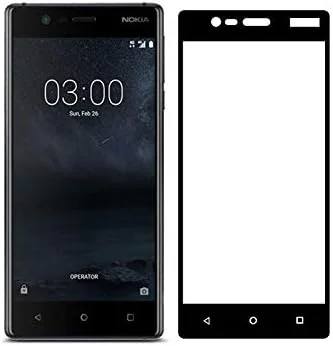 محافظ صفحه نمایش شیشه ای حرارت دیده تمام صفحه سه بعدی اینیکس برای نوکیا 3 - مشکی
