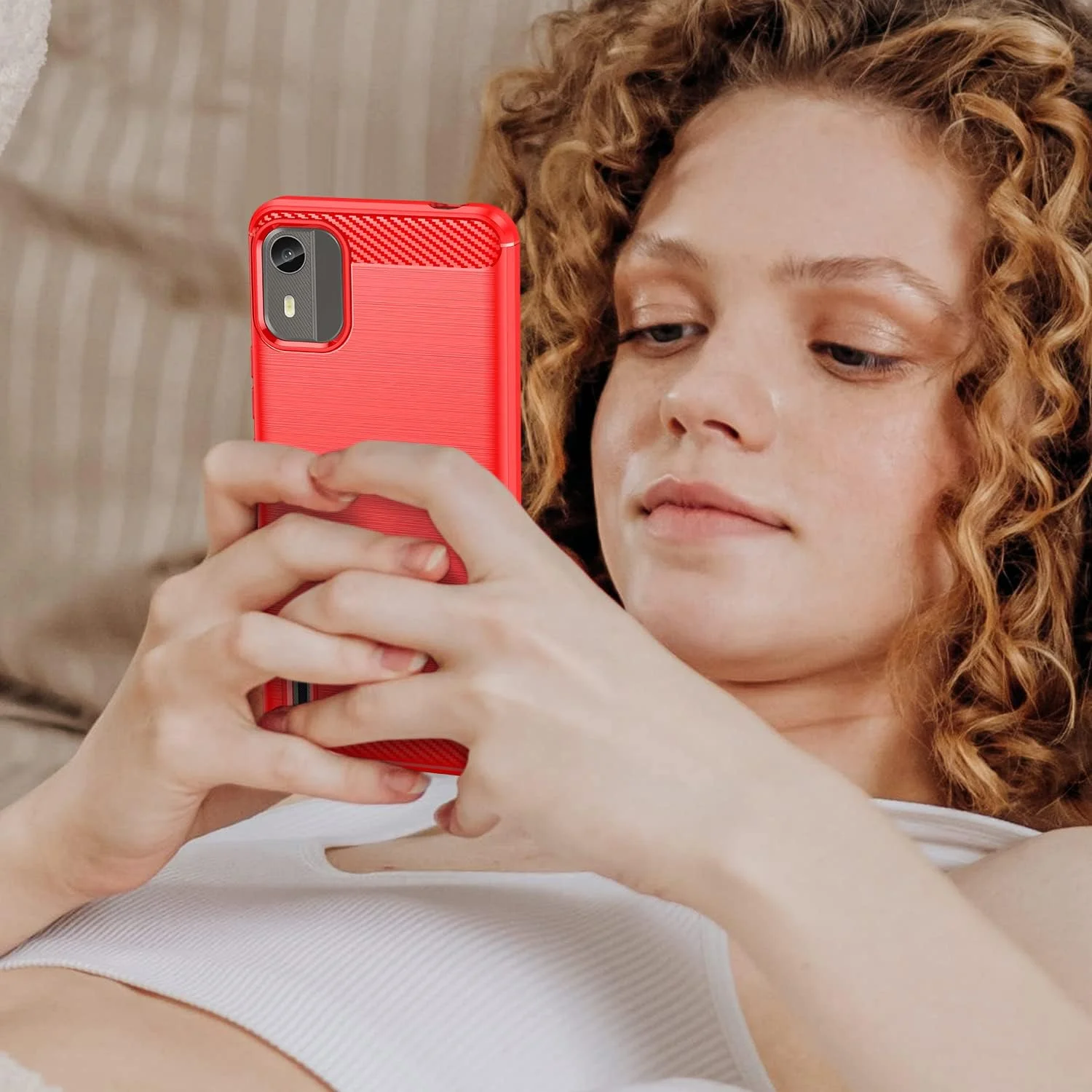 قاب محافظ سازگار با نوکیا C12 به همراه 2 عدد محافظ صفحه نمایش شیشه ای حرارت دیده برای نوکیا C12، قاب باریک و نرم TPU ضد ضربه و ضد خش - قرمز قاب محافظ سازگار با نوکیا C12 به همراه 2 عدد محافظ صفحه نمایش شیشه ای حرارت دیده برای نوکیا C12، قاب باریک و نرم TPU ضد ضربه و ضد خش - قرمز