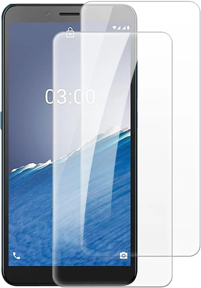 شاین تایم [بسته 2 عددی] محافظ صفحه نمایش شیشه ای حرارت دیده سازگار با نوکیا C3 (5.7 اینچ)، HD شفاف ضد خش بدون حباب، سازگار با قاب