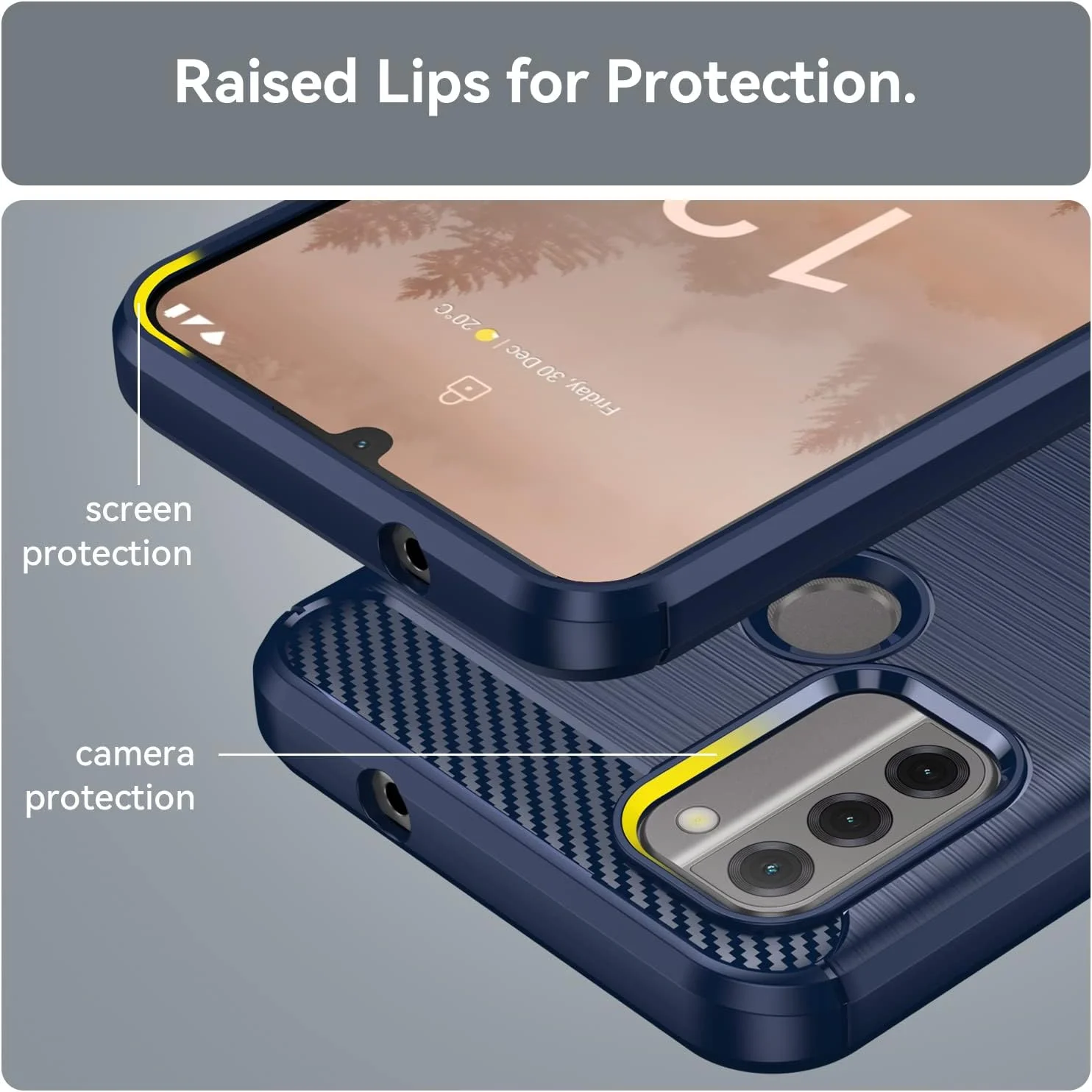 قاب گوشی هوشمند HuiYouMY [چهار در یک] سازگار با NOKIA C31 5G به همراه 3 عدد محافظ صفحه نمایش شیشه ای حرارت دیده برای NOKIA C31 5G، قاب محافظ گوشی باریک و نرم TPU ضد ضربه و ضد خش - سرمه ای