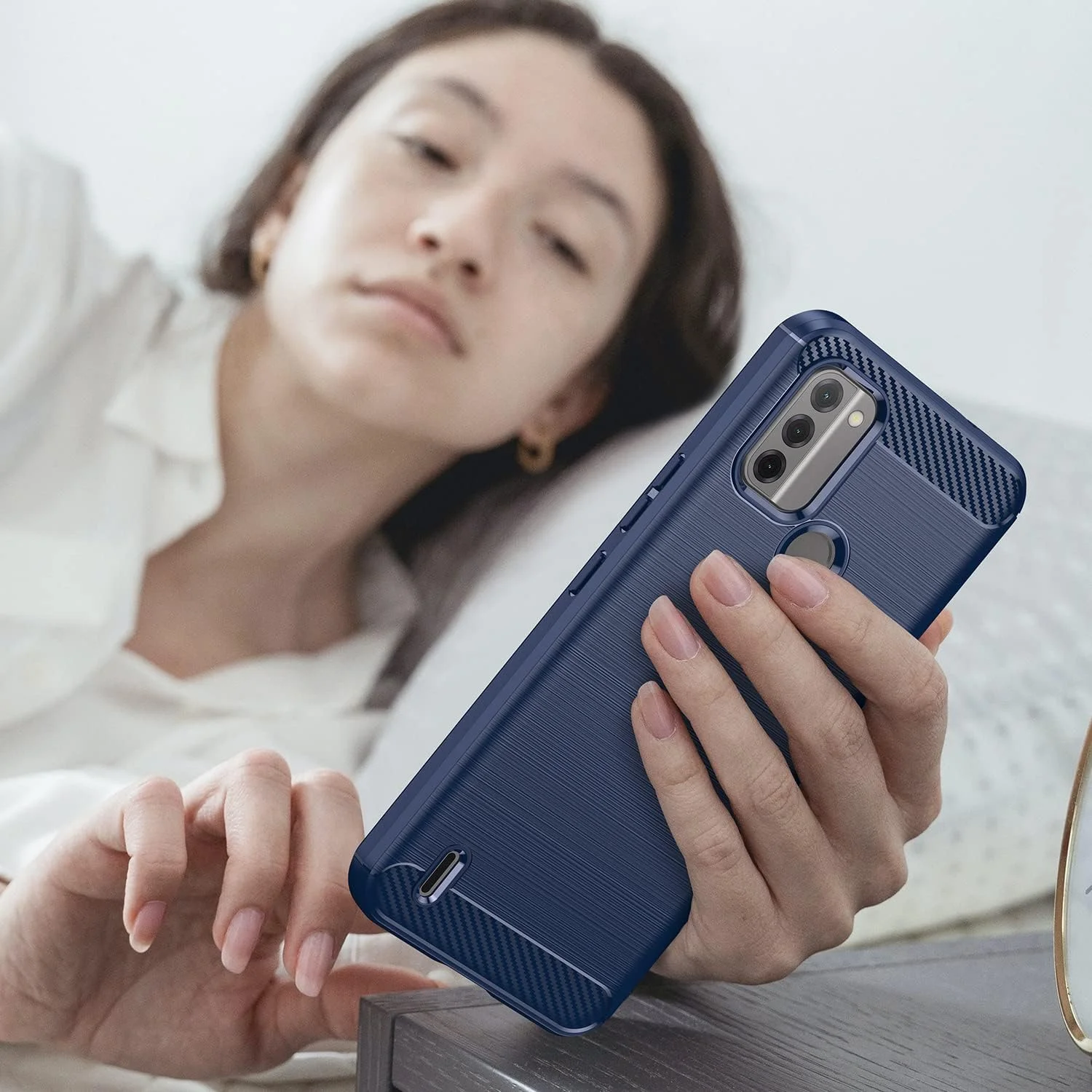 قاب گوشی هوشمند HuiYouMY [چهار در یک] سازگار با NOKIA C31 5G به همراه 3 عدد محافظ صفحه نمایش شیشه ای حرارت دیده برای NOKIA C31 5G، قاب محافظ گوشی باریک و نرم TPU ضد ضربه و ضد خش - سرمه ای