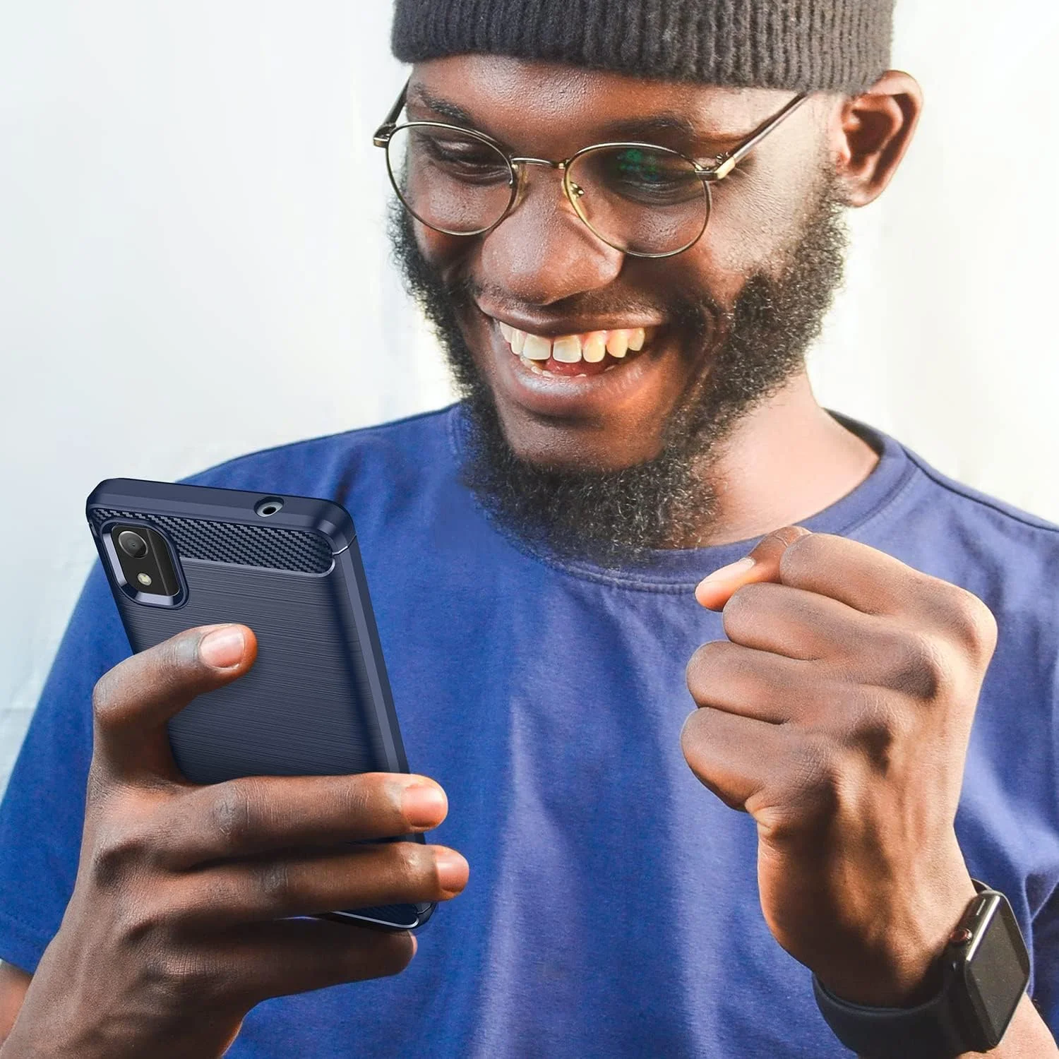 کاور محافظ [4 در 1] سازگار با نوکیا c2 ویرایش دوم به همراه 3 عدد محافظ صفحه نمایش شیشه ای حرارت دیده برای نوکیا c2 ویرایش دوم، کاور محافظ گوشی باریک و نرم TPU ضد ضربه و ضد خش - سرمه ای