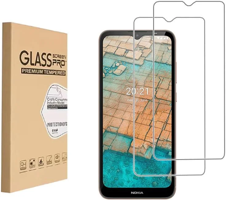 محافظ صفحه نمایش Shunwige برای نوکیا C20/C10، فیلم محافظ شیشه ای حرارت دیده، وضوح HD، نصب آسان، ضد خش، بدون حباب، سختی 9H (2 عدد)