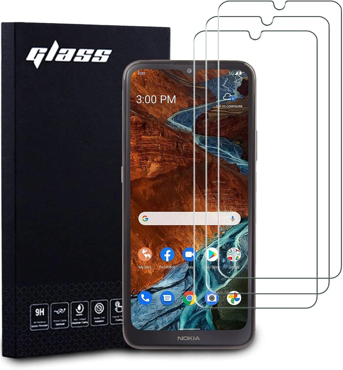 محافظ صفحه نمایش نوکیا G300 5G (بسته 3 عددی)، فیلم شیشه ای حرارت دیده 9H Douglass برای نوکیا G300 5G ضد خش ضد اثر انگشت محافظ صفحه نمایش شیشه ای بدون حباب فوق العاده شفاف 99.99٪