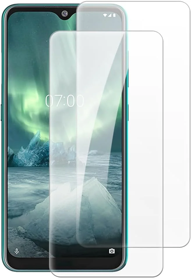 شاین تایم [بسته 2 عددی] محافظ صفحه نمایش شیشه ای حرارت دیده سازگار با نوکیا 7.2 (6.3 اینچ)، HD شفاف ضد خش بدون حباب سازگار با قاب
