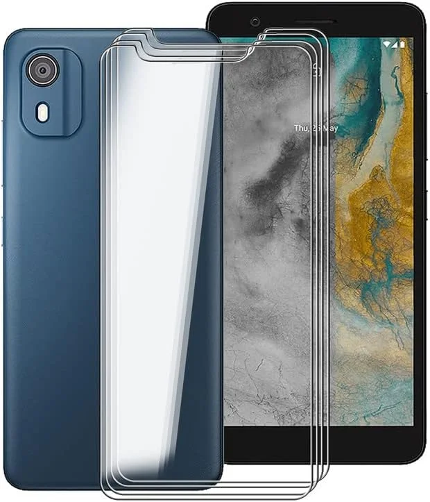 محافظ صفحه شیشه ای حرارت دیده KJYF برای نوکیا C02 (5.45 اینچ)، [بسته 4 عددی] [سختی 9H] فیلم محافظ شیشه ای [سازگار با حسگر اثر انگشت] محافظ صفحه نمایش HD شفاف شیشه ای حرارت دیده برای نوکیا C02