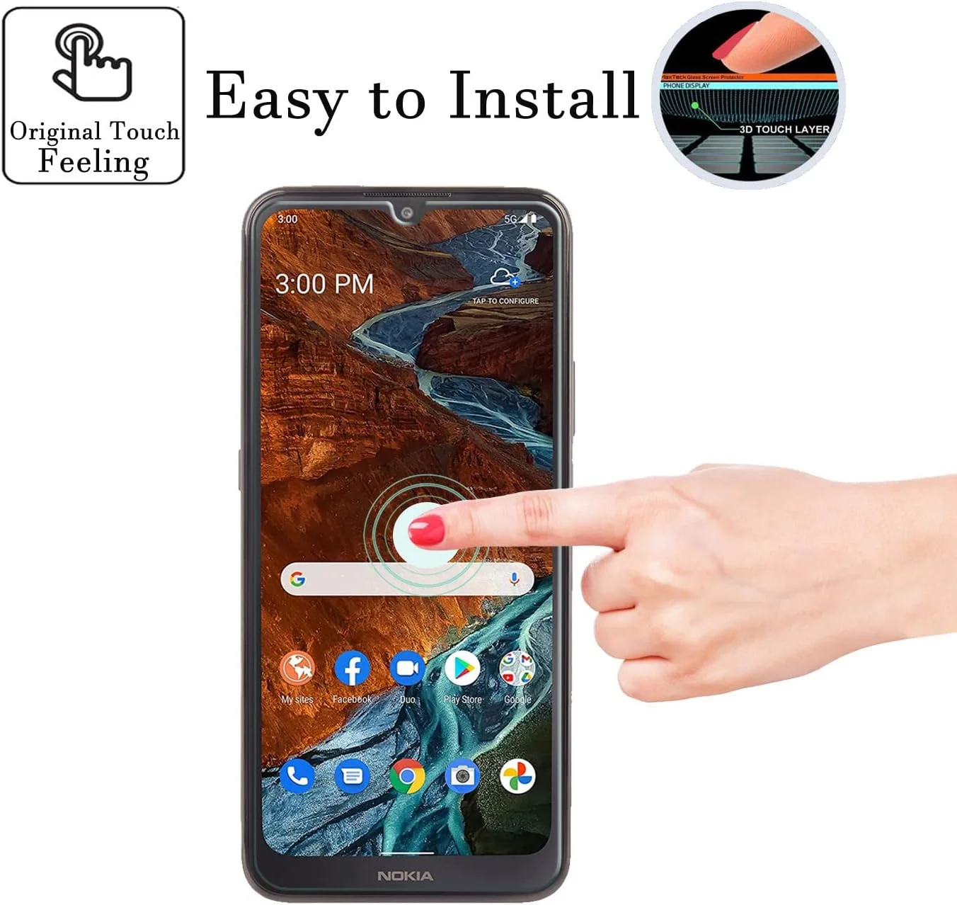 محافظ صفحه نمایش نوکیا G300 5G (بسته 3 عددی)، فیلم شیشه ای حرارت دیده 9H Douglass برای نوکیا G300 5G ضد خش ضد اثر انگشت محافظ صفحه نمایش شیشه ای بدون حباب فوق العاده شفاف 99.99٪
