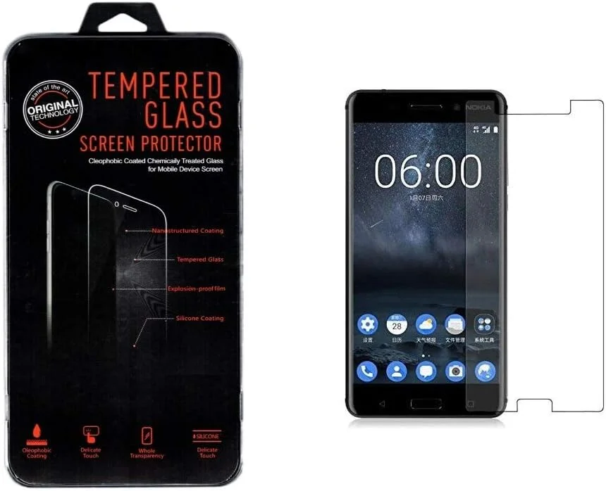 محافظ صفحه نمایش شیشه ای حرارت دیده 2.5D برای نوکیا 6، شفاف