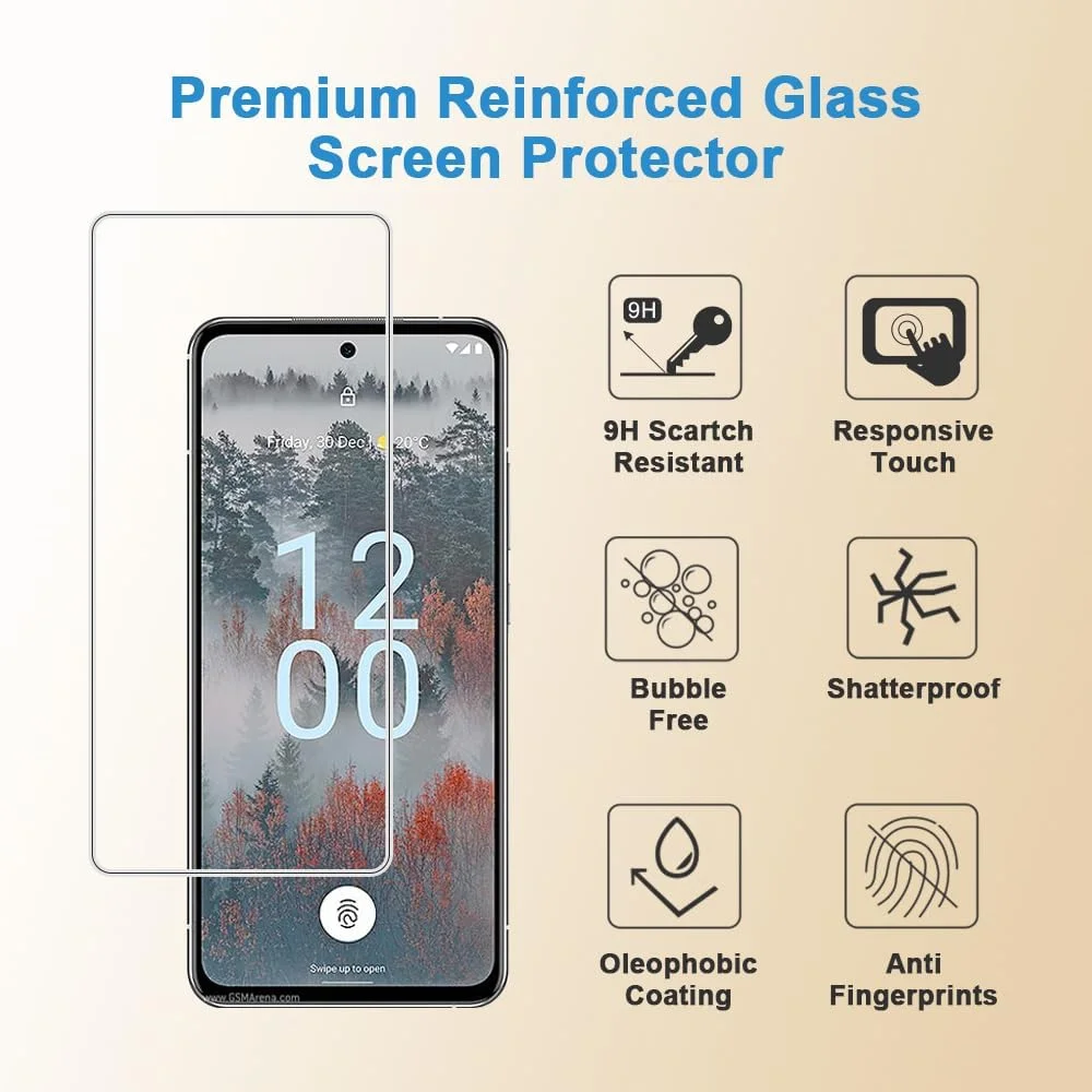 محافظ صفحه نمایش Shunwige برای نوکیا X30، فیلم محافظ شیشه ای حرارت دیده، وضوح HD، نصب آسان، ضد خش، بدون حباب، سختی 9H (1 عدد)