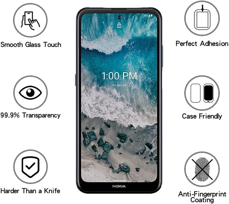 محافظ صفحه نمایش Shunwige برای نوکیا X100، فیلم محافظ شیشه ای حرارت دیده، نصب آسان و بدون حباب، ضد خش، سختی 9H (1 عدد) محافظ صفحه نمایش Shunwige برای نوکیا X100، فیلم محافظ شیشه ای حرارت دیده، نصب آسان و بدون حباب، ضد خش، سختی 9H (1 عدد)