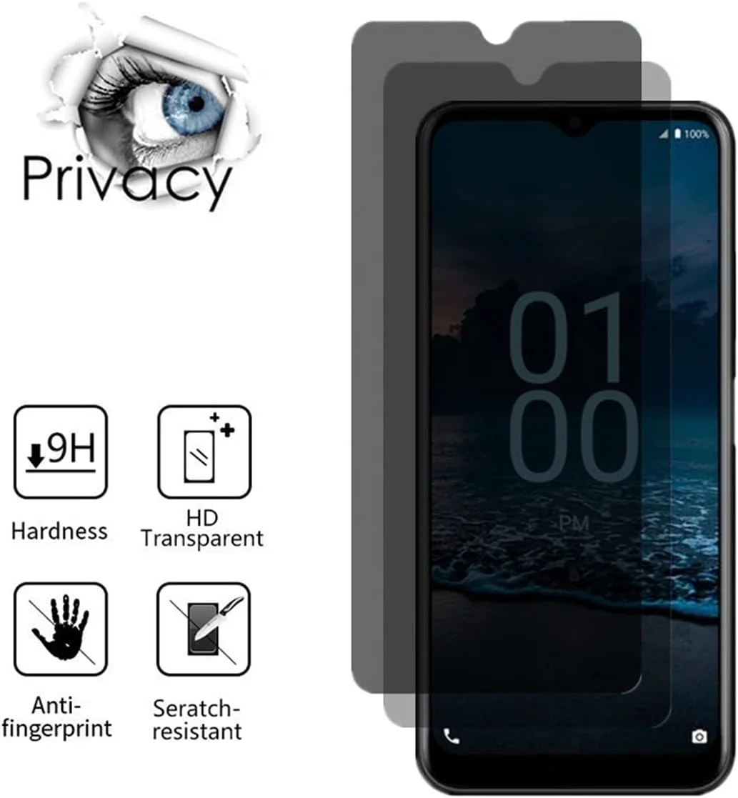 محافظ صفحه نمایش حریم خصوصی شیشه ای ضد جاسوسی آیسلان برای نوکیا G100، [2 عدد] سختی 9H ضد خش و ضد نگاه دزدکی، فیلم محافظ صفحه نمایش برای نوکیا G100