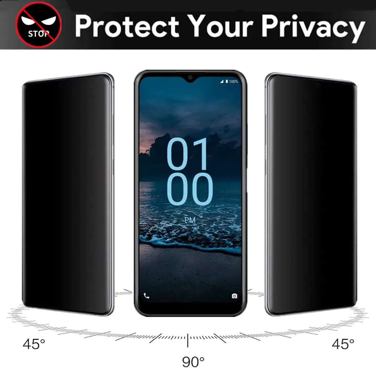 محافظ صفحه نمایش حریم خصوصی شیشه ای ضد جاسوسی آیسلان برای نوکیا G100، [2 عدد] سختی 9H ضد خش و ضد نگاه دزدکی، فیلم محافظ صفحه نمایش برای نوکیا G100